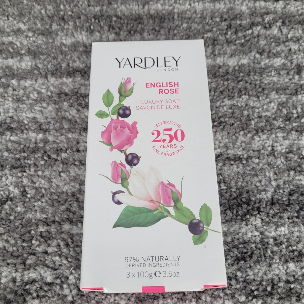 Yardley London English Rose Luxury Soap 3 Pack 100g Bars 97% Natural Ingredients